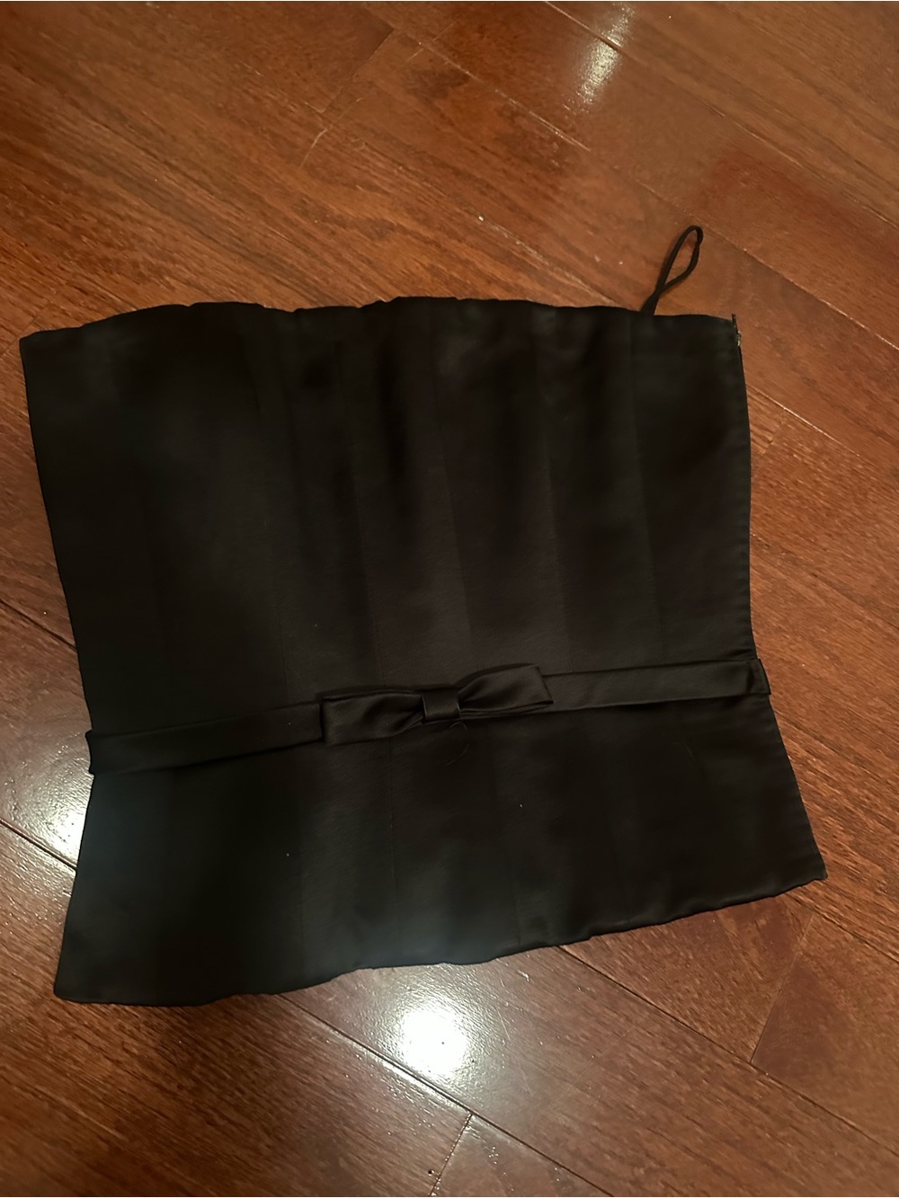 Badgley Mischka Black Strapless Bustier with Waist Bow